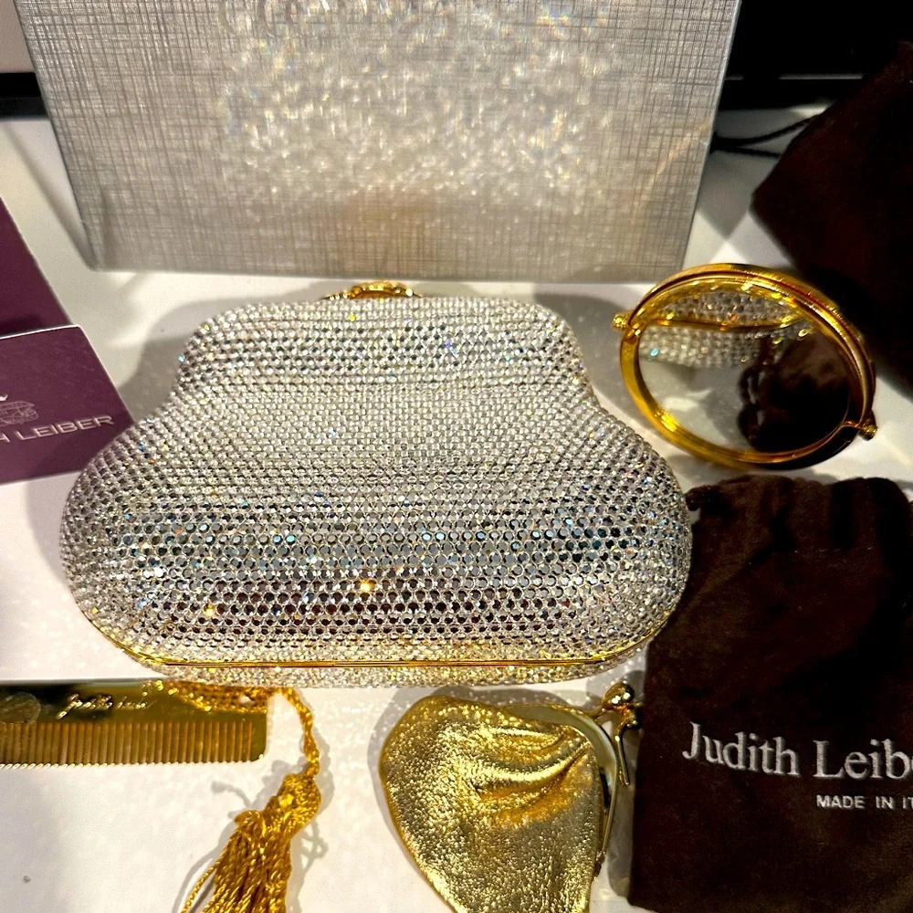 Stunning vintage Judith Leiber swarovski crystal clutch handbag flower f… - Picture 5 of 11